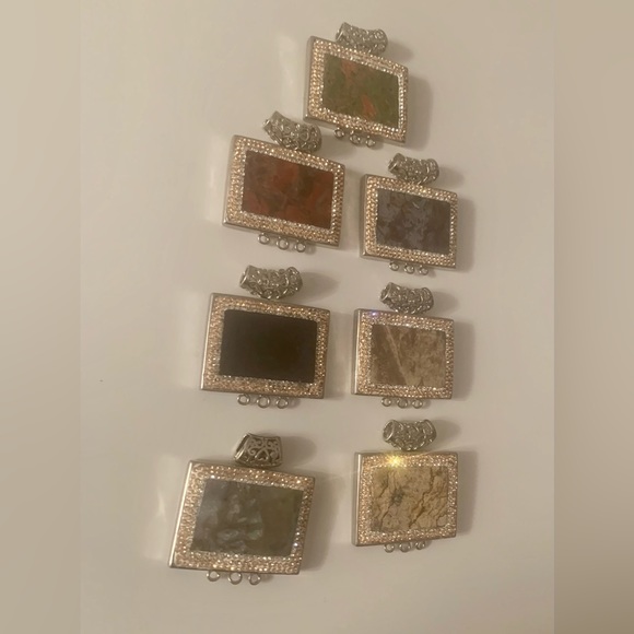 Lot of SEVEN Large Stone and Crystal Pendants - Picture 3 of 10